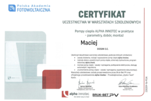 Certyfikat pompa Maciej